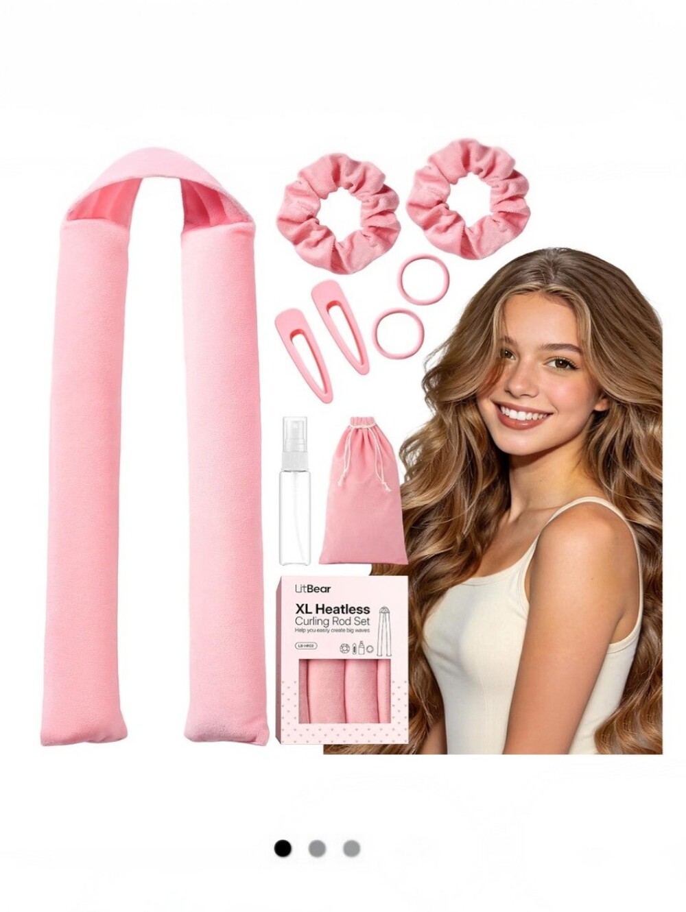 Pink LitBear XL Heatless Curls Overnight